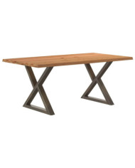 Table à manger avec bord vivant 180x100x74 cm bois massif chêne | Mobilier & Déco