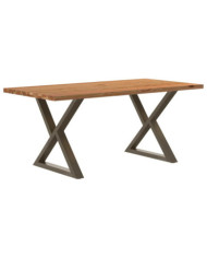 Table à manger marron clair bois de chêne massif rectangulaire | Mobilier & Déco