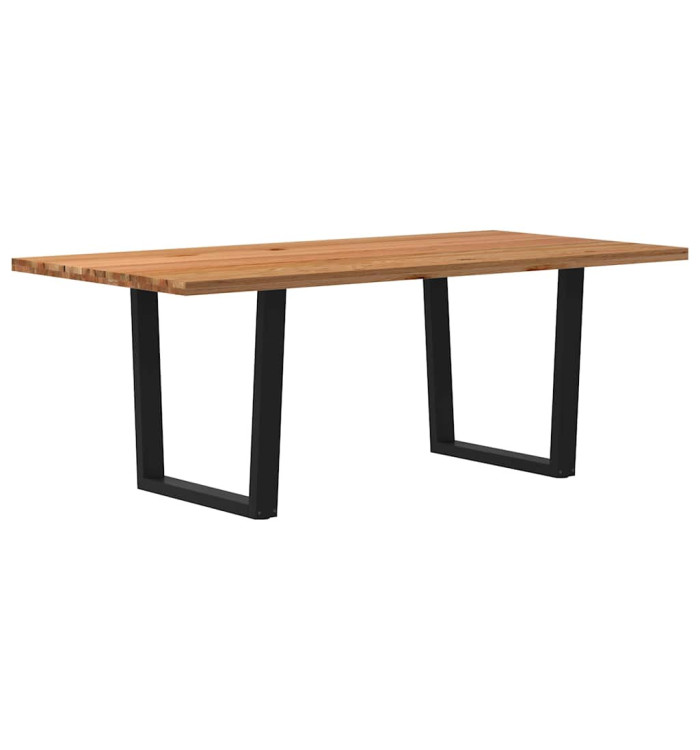 Table à manger avec bord naturel 200x100x74cm bois massif chêne | Mobilier & Déco