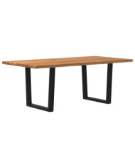 Table à manger avec bord naturel 200x100x74cm bois massif chêne | Mobilier & Déco