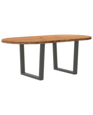 Table à manger marron clair bois de chêne massif ovale | Mobilier & Déco