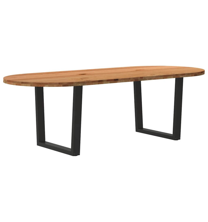 Table à manger marron clair bois de chêne massif ovale | Mobilier & Déco