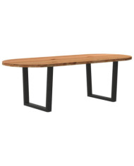 Table à manger marron clair bois de chêne massif ovale | Mobilier & Déco