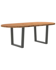 Table à manger 220x100x74 cm bois de chêne massif ovale | Mobilier & Déco