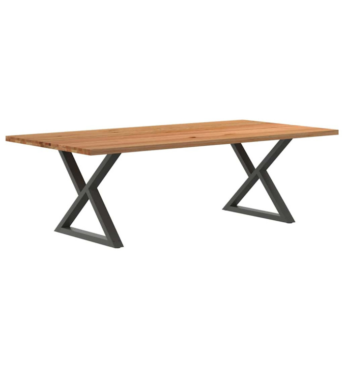 Table à manger marron clair bois de chêne massif rectangulaire | Mobilier & Déco
