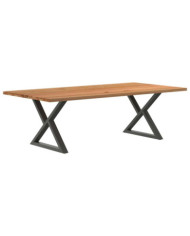 Table à manger marron clair bois de chêne massif rectangulaire | Mobilier & Déco