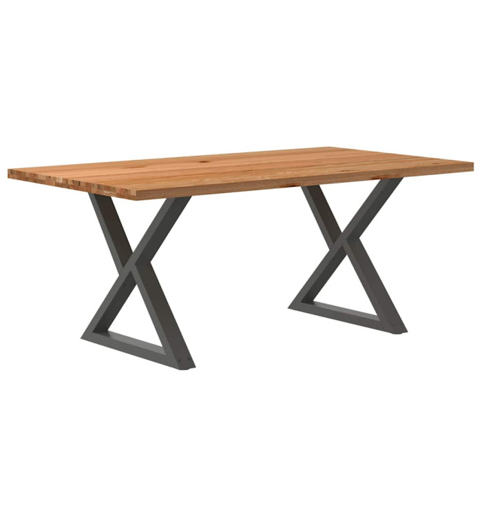 Table à manger marron clair bois de chêne massif rectangulaire | Mobilier & Déco
