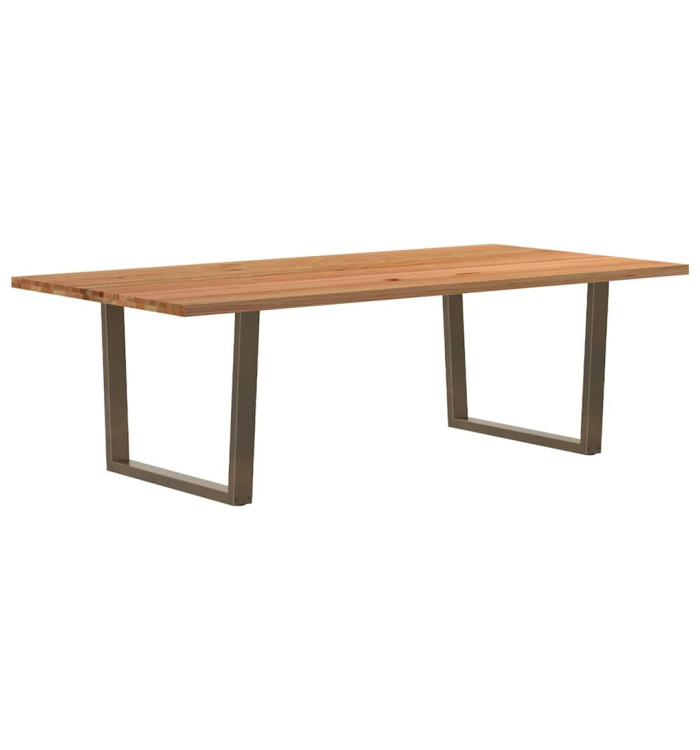 Table à manger marron clair bois de chêne massif rectangulaire | Mobilier & Déco