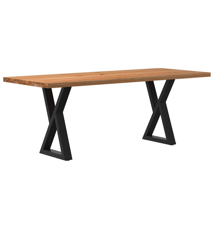 Table à manger marron clair bois de chêne massif rectangulaire | Mobilier & Déco