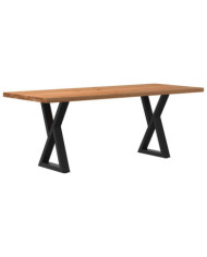 Table à manger marron clair bois de chêne massif rectangulaire | Mobilier & Déco