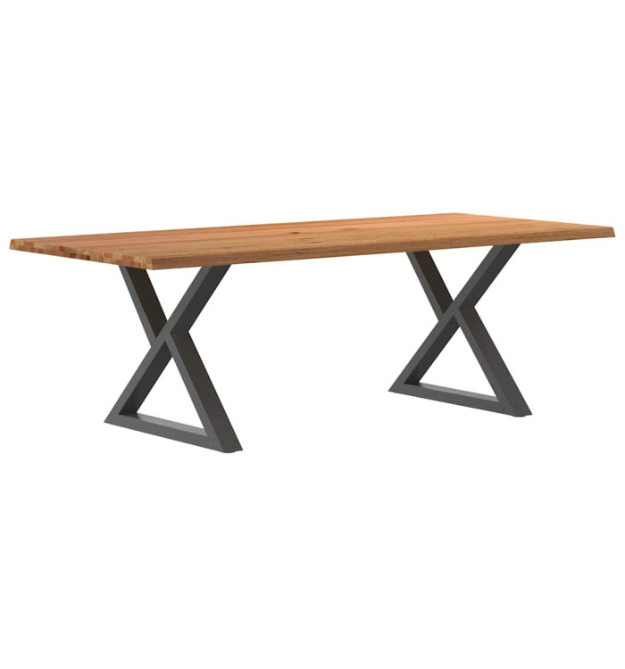 Table à manger avec bord vivant 220x100x74 cm bois massif chêne | Mobilier & Déco