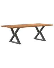Table à manger avec bord vivant 220x100x74 cm bois massif chêne | Mobilier & Déco