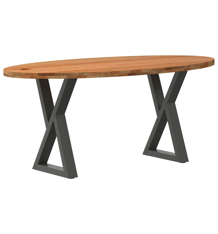Table à manger marron clair bois de chêne massif ovale | Mobilier & Déco
