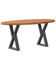 Table à manger marron clair bois de chêne massif ovale | Mobilier & Déco