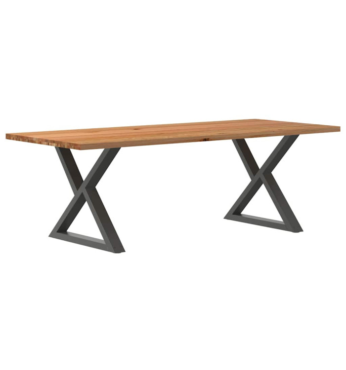 Table à manger marron clair bois de chêne massif rectangulaire | Mobilier & Déco