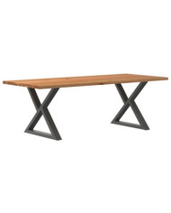 Table à manger marron clair bois de chêne massif rectangulaire | Mobilier & Déco