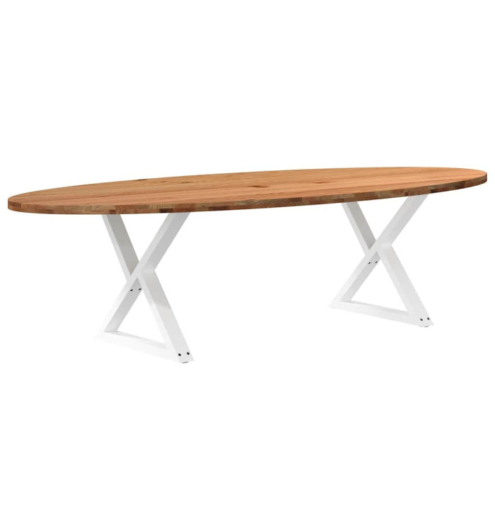 Table à manger marron clair bois de chêne massif ovale | Mobilier & Déco