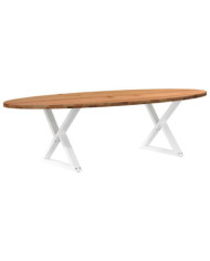 Table à manger marron clair bois de chêne massif ovale | Mobilier & Déco