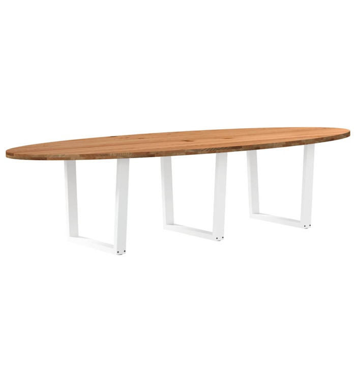 Table à manger marron clair bois de chêne massif ovale | Mobilier & Déco