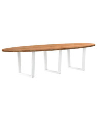 Table à manger marron clair bois de chêne massif ovale | Mobilier & Déco