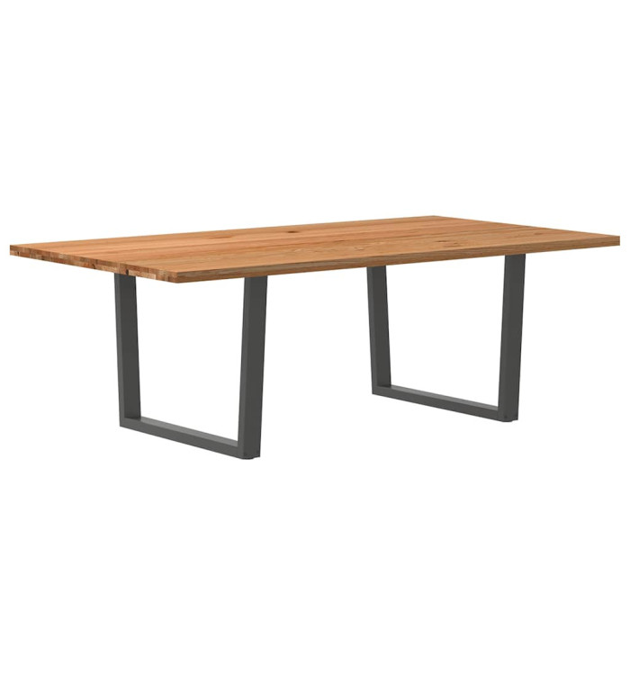 Table à manger marron clair bois de chêne massif rectangulaire | Mobilier & Déco