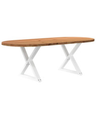 Table à manger 220x100x74 cm bois de chêne massif ovale | Mobilier & Déco
