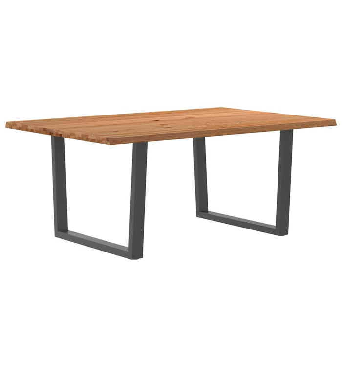 Table à manger avec bord naturel 180x100x74cm bois massif chêne | Mobilier & Déco