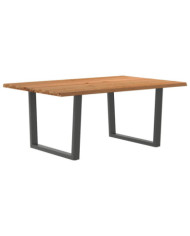 Table à manger avec bord naturel 180x100x74cm bois massif chêne | Mobilier & Déco
