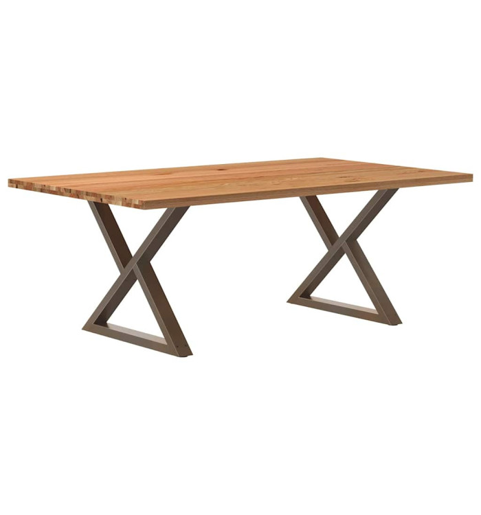Table à manger marron clair bois de chêne massif rectangulaire | Mobilier & Déco