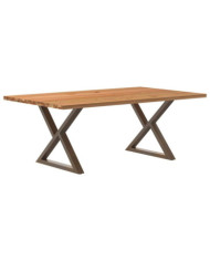 Table à manger marron clair bois de chêne massif rectangulaire | Mobilier & Déco
