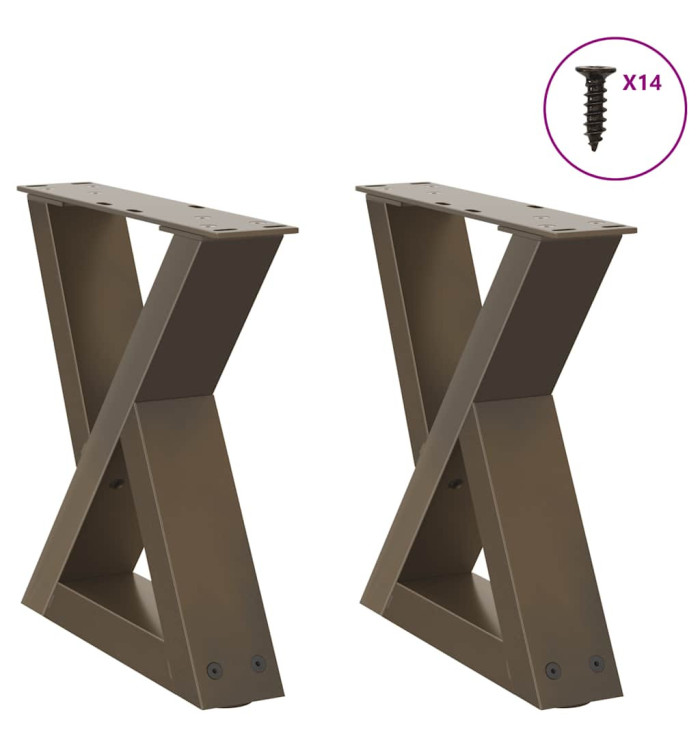 Pieds de table basse 2 pcs acier naturel 40x(30-31,3) cm acier | Mobilier & Déco