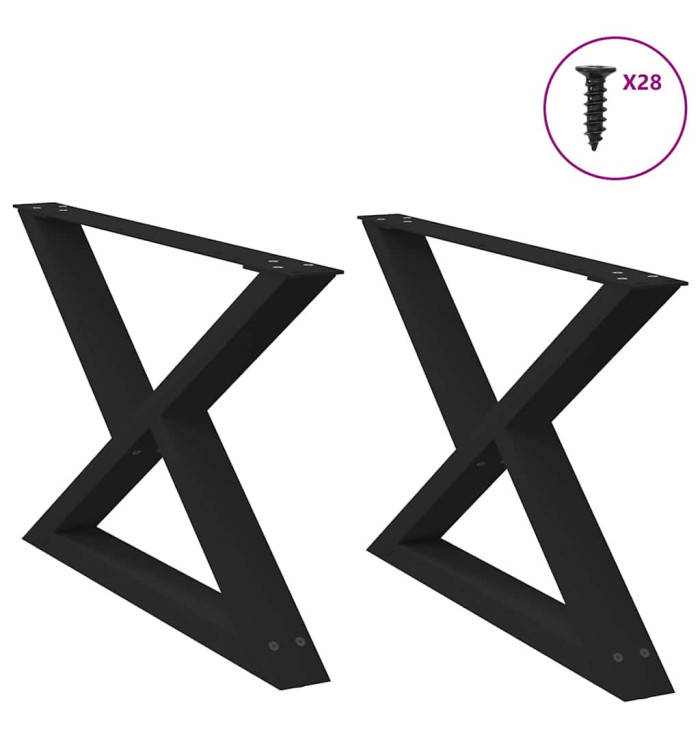 Pieds de table basse 2 pcs noir 70x(42-43,3) cm acier | Mobilier & Déco