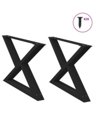 Pieds de table basse 2 pcs noir 70x(42-43,3) cm acier | Mobilier & Déco