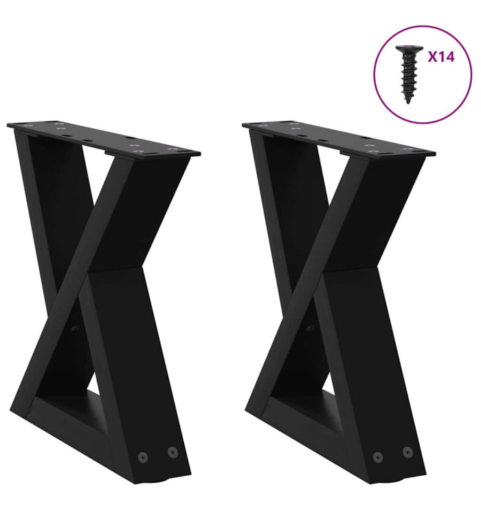 Pieds de table basse 2 pcs noir 30x(30-31,3) cm acier | Mobilier & Déco
