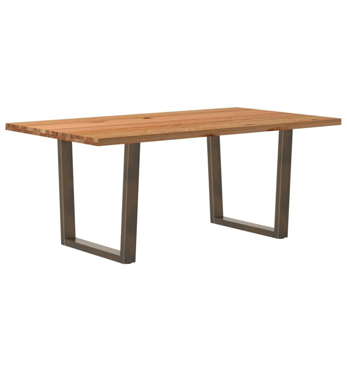 Table à manger avec bord naturel 180x100x74cm bois massif chêne | Mobilier & Déco