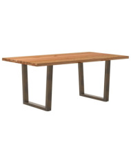 Table à manger avec bord naturel 180x100x74cm bois massif chêne | Mobilier & Déco
