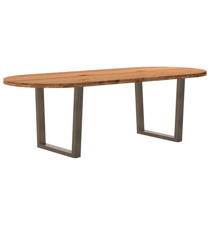 Table à manger marron clair bois de chêne massif ovale | Mobilier & Déco