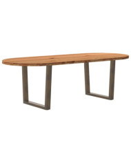 Table à manger marron clair bois de chêne massif ovale | Mobilier & Déco