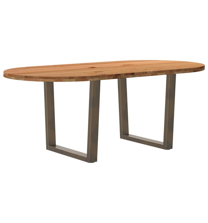 Table à manger marron clair bois de chêne massif ovale | Mobilier & Déco