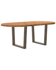 Table à manger marron clair bois de chêne massif ovale | Mobilier & Déco