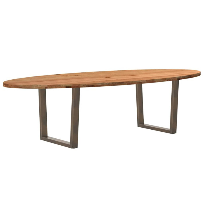 Table à manger marron clair bois de chêne massif ovale | Mobilier & Déco