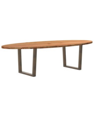 Table à manger marron clair bois de chêne massif ovale | Mobilier & Déco