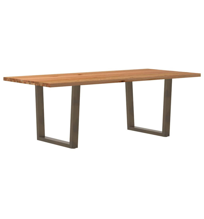 Table à manger avec bord naturel 220x100x74cm bois massif chêne | Mobilier & Déco