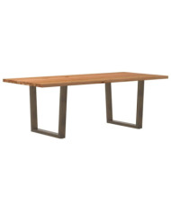 Table à manger avec bord naturel 220x100x74cm bois massif chêne | Mobilier & Déco