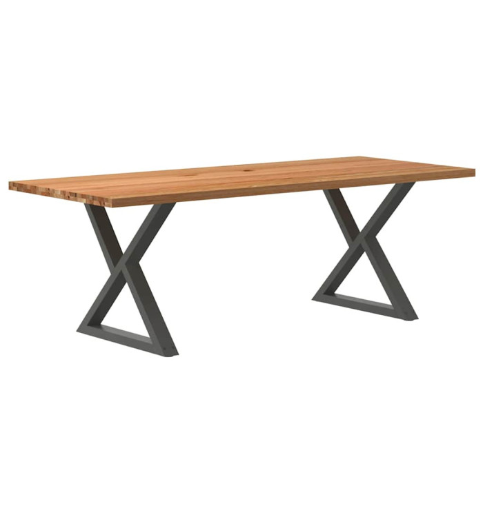 Table à manger marron clair bois de chêne massif rectangulaire | Mobilier & Déco