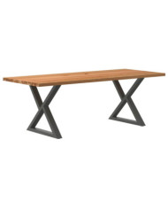 Table à manger marron clair bois de chêne massif rectangulaire | Mobilier & Déco