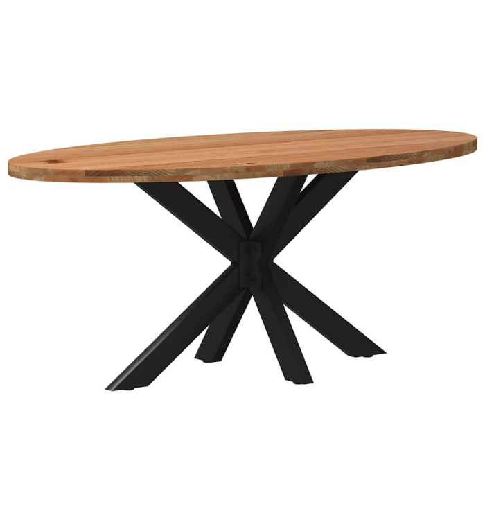 Table à manger marron clair bois de chêne massif ovale | Mobilier & Déco