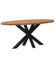 Table à manger marron clair bois de chêne massif ovale | Mobilier & Déco