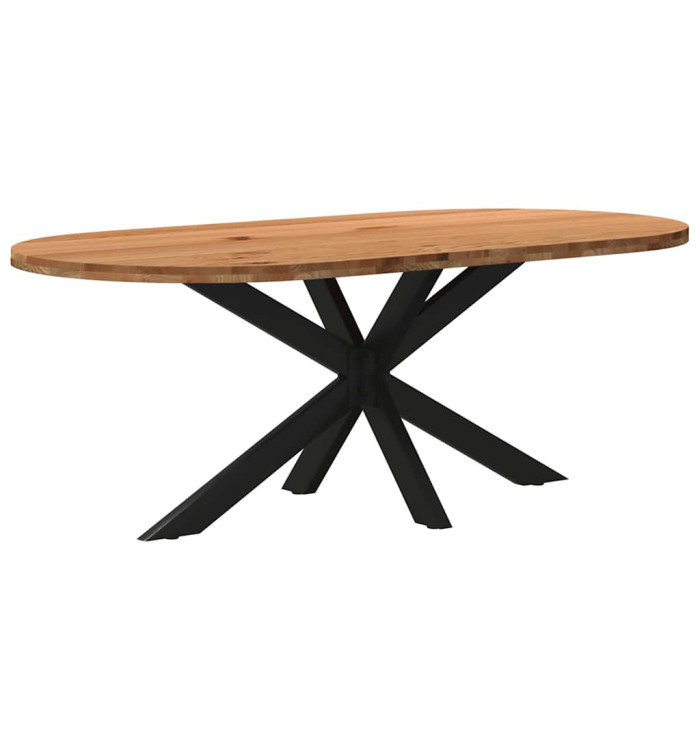 Table à manger marron clair bois de chêne massif ovale | Mobilier & Déco