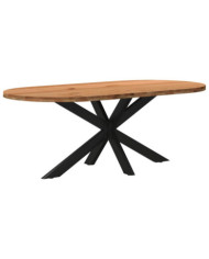 Table à manger marron clair bois de chêne massif ovale | Mobilier & Déco